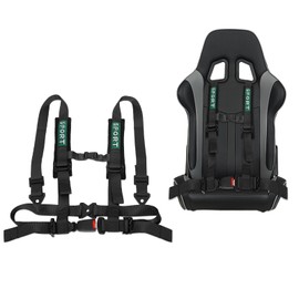 DING.PAI 4 Point Harness Seat Belt With Padding Heavy Duty Buckle Upgraded 2 Inch Black Straps UTV Harness 4 point Universal Adjustable for Adults Easy Install (Black)