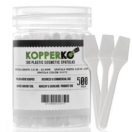 Kopperko 500 Pack 2.5 Inch Cosmetic Spatulas - Small Plastic Spatula for Cosmetics, Creams, Crafts - Makeup Spatula - Multipurpose Mini Applicator for Mixing Cream, Skincare, or Scraping Jars – White