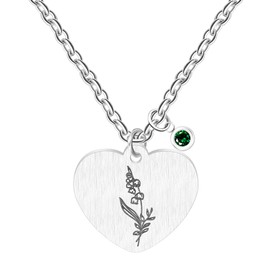 JunyiDIY Collar Piedra Verde Mayo para Mujer, Flor de Espino, Joyería Buena Suerte para Mamás Nacidas Mayo YA5545