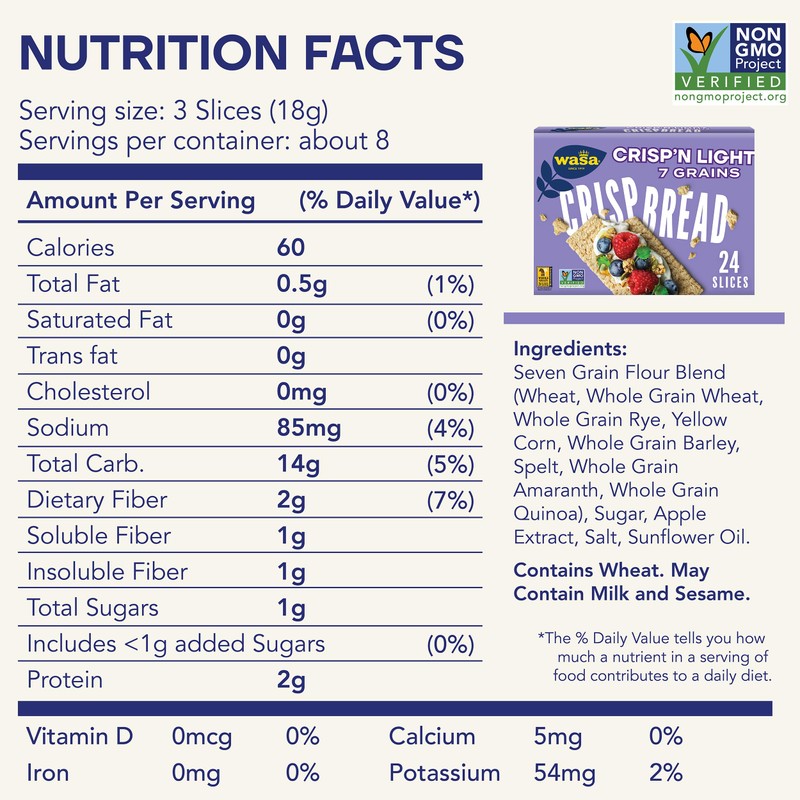 Wasa Crisp’n Light 7 Grains Crispbread, 4.9 oz (Pack of