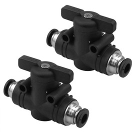 FINBe 6mm Push-in Ball Valve 1/4” x 1/4” OD Union Straight Air Flow Control Valve Quick Coupling Pneumatic Valve 2PCS