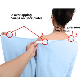 Hospital Gowns for Women Post Shoulder Surgery Dress Tear Away Snap Long Sleeve Dress Nursing Gowns (Blue, XL)