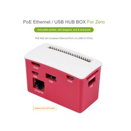 waveshare PoE Ethernet USB HUB HAT with Box ABX Case for Raspberry Pi Zero/Zero W/2 W/Zero WH/2 WH, with 1 RJ45 10/100M Ethernet Port, 3 USB Ports Compatible with USB2.0/1.1,802.3af-Compliant