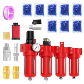 MEANLIN 3/8" NPT Industrial Grade 4 Stage Aluminum Air Drying System, Coalescing Filter, Particulate Filter, Double Desiccant Dryer and Air Regulator,Manual Drain For Plasma Cutter and Paint Spray