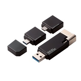 Logitech LMF-LGU3A016GBK Lightning USB Memory, 16GB MicroB/Type C Converter Adapter Included, Easy Backup
