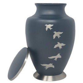 Blue Going Home Cremation Urn, Adult Metal Blue Cremation Urn, Momentful Life