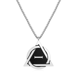Medsor Therian Necklace Silver Plated Stainless Steel Therian Pride Symbol Necklace Therian Pendant for Men Gift, 3inch, Metal, Crystal