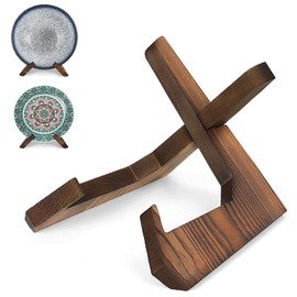 PUERSI Wooden Bowl Display Stand, 6.5 Inch Bowl Holder, Display Holders for Displaying Large Deep Plates, Platters and Dishes, 6.5" H x 9" W x 7.9" D (For Items under 5" in Depth)