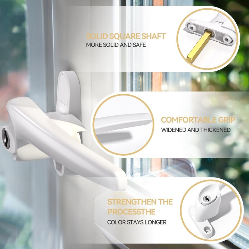 Bwintech 4 Pcs Offset White UPVC Aluminium Window Handle, Right