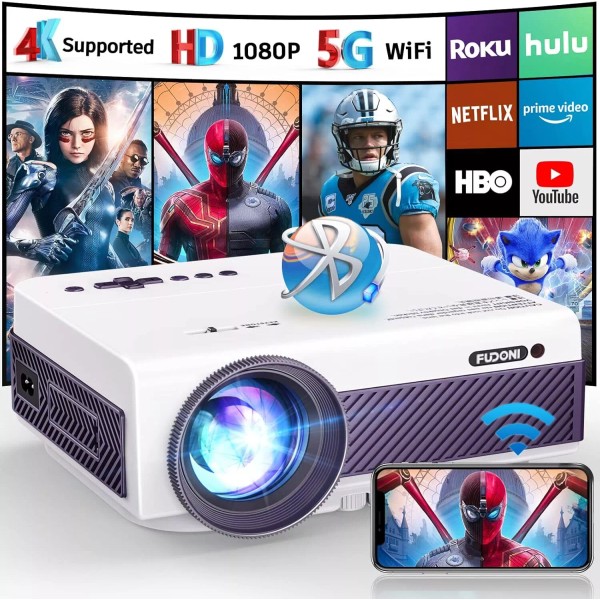 FUDONI Projector WiFi Native 1080P Home Theater Movie Cinema HDMI