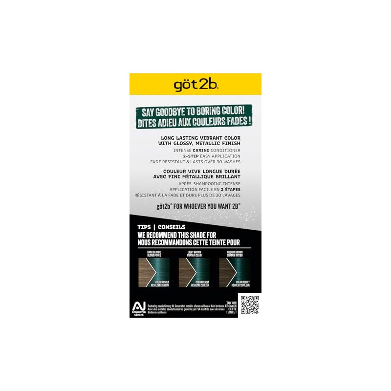 Got2b Metallics Permanent Hair Color, M77 Mermaid Green