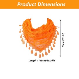 TUKEVA Lace Mantilla Veil Stole with Tassel Black Beautiful Floral Veil for Headwear Lace Scarf Soft Comfortable Beautiful Floral Pattern for Wedding Hair Accessories Party, orange