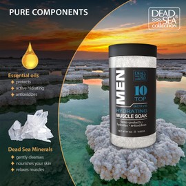 Dead Sea Collection Bath Salts for Men - Muscle Recovery Bath Soak - TOP 10 Active Mens Pure Dead Sea Salt for Soothing and Relaxing - 37 Oz
