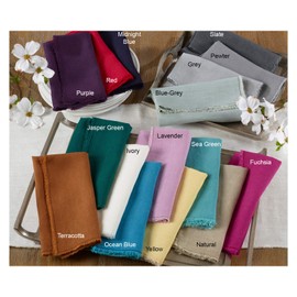 Occasion Gallery Grey 100% Linen Fringed Design Stone Washed Cloth Napkin, 20" Square - (4 Piece).