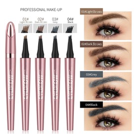 Eyebrow Pencil, Waterproof and Sweatproof Eyebrow Pencil, 2-in-1 Eyebrow Pencil with 4 Fork Tip Applicator, Eyebrow Pencil Can Easily Natural Eyebrow Brows (Black-A)