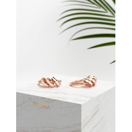 THIORA Women's Creole Earrings - 'Bali Breeze' | Premium Stainless Steel | Glitter Earrings Women | Sparkling Zirconia | Hoop, Stainless steel, rose gold-plated, Created Cubic Zirconia