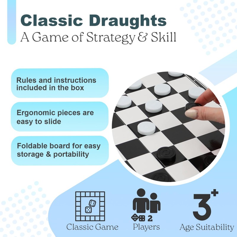 Classic Draughts - Checkers for Children and Adults, Traditional Family