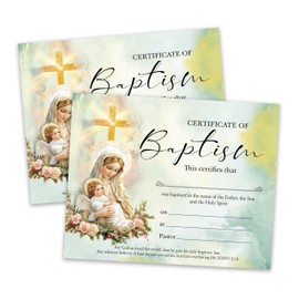 Certificate of Baptism for Church, God Themed Baby Dedication Certificates with Christening, Child Church Dedication Gifts for Boy Girl, Baptism Party Baby Shower Decorations, 25 Pcs (07)