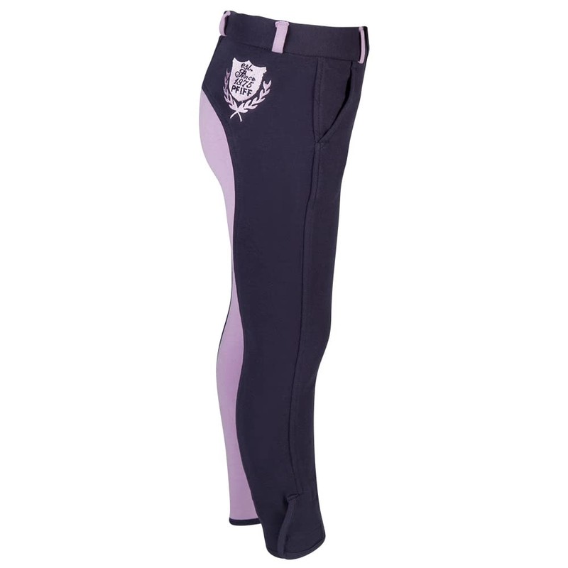 PFIFF Elisa - Pantaloni da Equitazione per Bambini, Blu (Blu/Lilla),