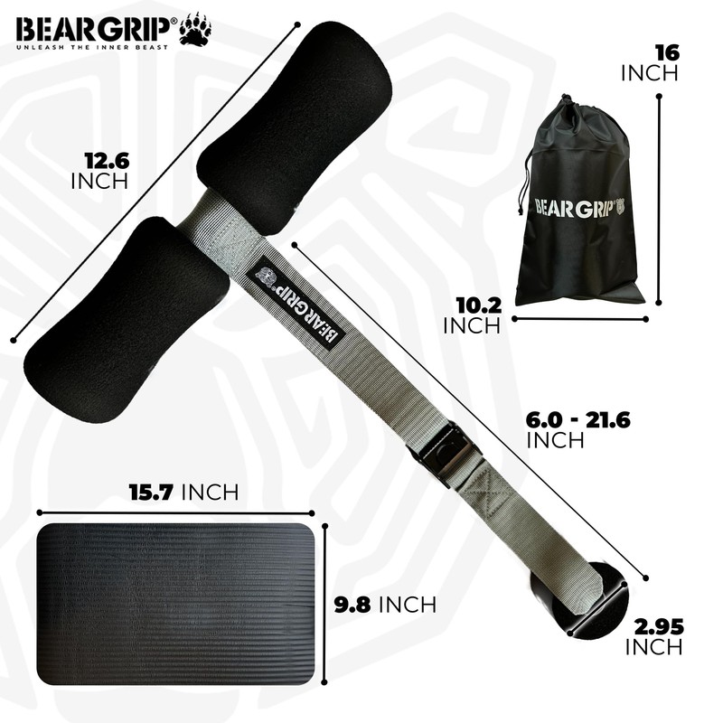 BEAR GRIP Adjustable Hamstring Curl Strap with Kneeling Mat for