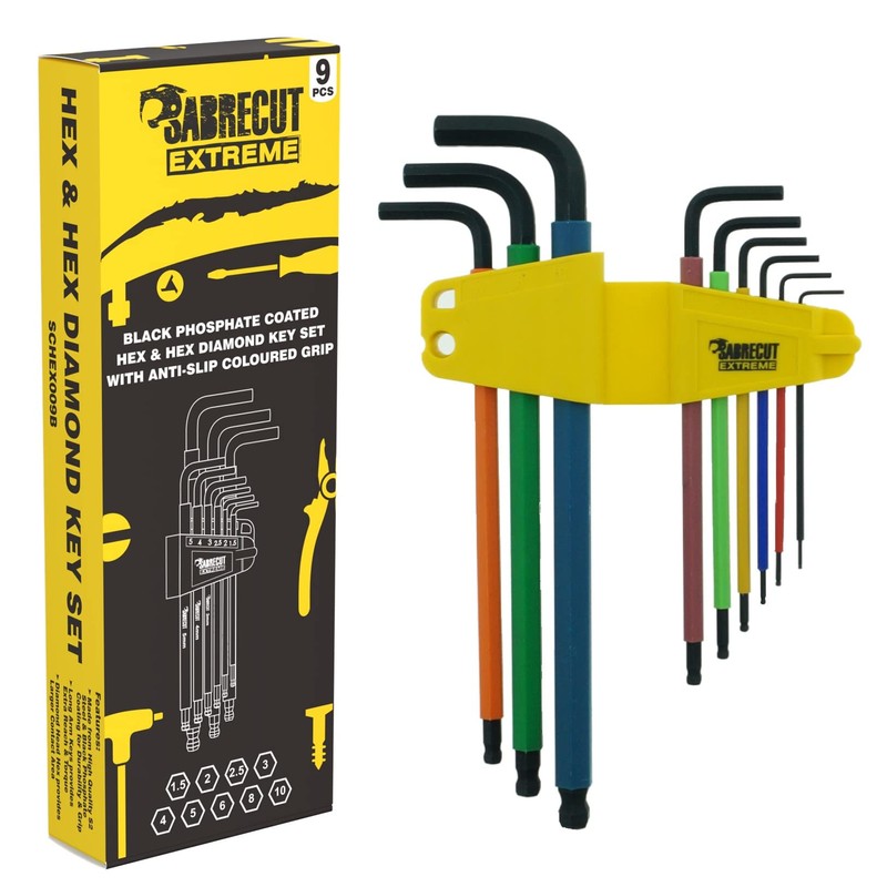 SabreCut 9 Piece SCHEX009B Soft Grip Black Oxide Extra Long