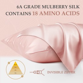 OLESILK Silk Cushion Cover Hair and Skin Care with Zip 16 Momme 1 Piece Peach Pink 65 x 65 cm