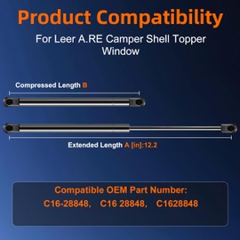 Euplokeer Qty (2) C16-28848 12in Gas Shock Strut Lift Support for Truck Pickup are Camper Shell Winodw Topper Door Cap Canopy, C16 28848 Shock Lift Support for Truck Tool Box Door Lid