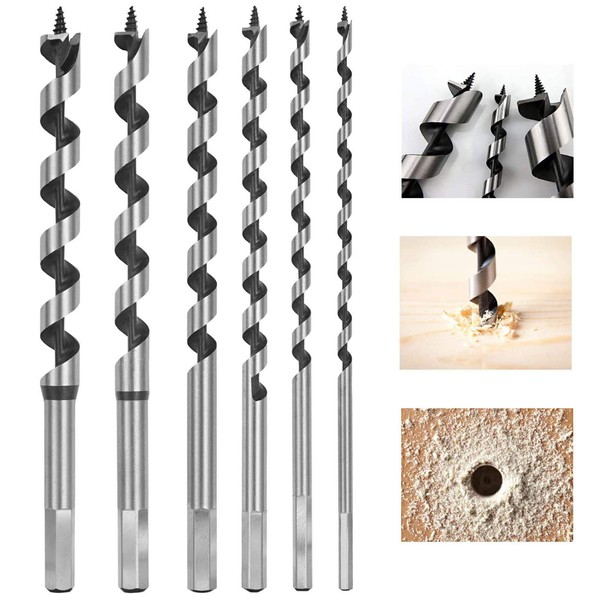 flintronic Auger Bit, Set of 6-Piece Hex Drill Bits 230mm