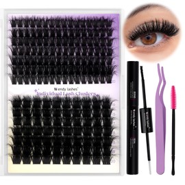 Individual DIY Lash Clusters Kit Wispy Natural 3D Curl Lashes Kit with Lash Bond and Seal,Lash Tweezers and Applicator By Wendy Lashes(100P/200P-3D-16-20mm kit)