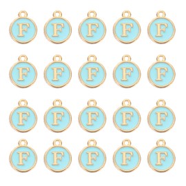PATIKIL Letter Charm, 50Pcs "F" Alphabet Charm Initial Pendant Charm Bulk Cute Double Sided Blue Designer DIY for Jewelry Making Bracelets Earrings Necklace Crafts, Capital F