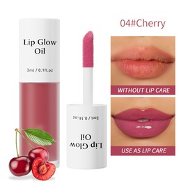 Hydrating Lip Glow Oil, No-Sticky Gloss Lip Balm Lip Care, Fruit Flavoured Lip Oil For Dry Lip's Moisturizing Hydrating And Nourishing (CHERRY)