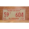 1980 ALABAMA License Plate Heart of Dixie antique vintage auto