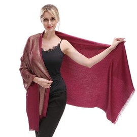 KAVINGKALY Pashmina Shawl Wraps for Women Scarf for Wedding Large Scarves Soft Shawls and Wraps for Evening Dresses(Maroon-Glod1)