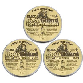Foggy Mountain, a Maine Outdoor Solutions Brand Bear Guard Black - Boot and Leather Waterproofing with Color - Beeswax and Bear Grease - 3 Pack