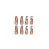 Glitter Nail Tips 24pcs Long Fake Nails Skin Color for