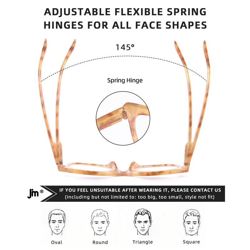 JM Blue Light Filter Glasses Women Men Oversized Large Square