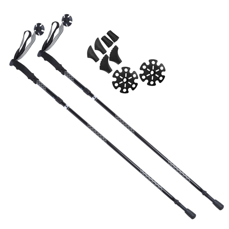 1Pair 5Sections Folding Damping Alpenstock Inner Lock Telescopic Hiking Walking