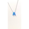 LaTisoro 925 Solid Sterling Silver Blue Opal Tiny Letter Initial