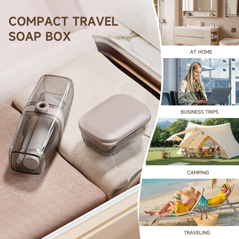 Topavatop Travel Soap Case, Leakproof Soap Box with Lid, Bar