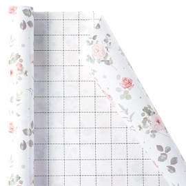 Ulmasinn Floral Wrapping Paper Roll - 17 Inches x 33 Feet - Vintage Romantic Rose Flower Gift Wrap with Cut Lines for Wedding, Birthday, Bridal Shower, Mother’s Day