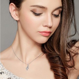 Wedity Musical Note Pendant Necklace Silver Crystal Choker Necklace Love rhythm Note Pendant Necklaces Jewelry Adjustable for Women and Girls