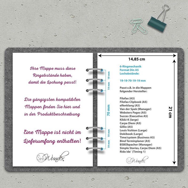 SinnWunder® LuckySinn Index Tabs / Dividers for Diary and Ring