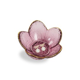 Dmnnlp Small Glass Trinket Dish, Jewellery Dish Trinket Tray, Jewelry Plate for Rings Earrings Necklace and other Small Accessorie, Gift for Wife Mom Daughter -Purple