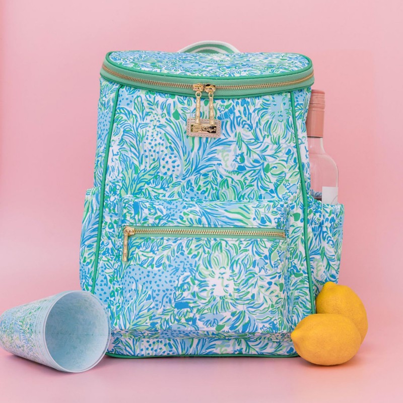 Lilly Pulitzer Insulted Backpack Cooler Large Capacity, Green Portable Soft