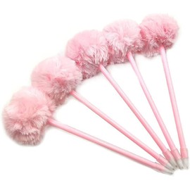 Fluffy Pink Pom Pom Gel Pens, 8.27 Inch Length with 2.5 Inch Pompom Top, 5 Pack Rollerball Writing Pens