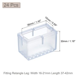 sourcing map Chair Leg Floor Protectors, 24Pcs Rectangle PVC Chair Leg Cover Caps for Hardwood Floors (Transparent, 15x36mm/ 0.59"x1.42")