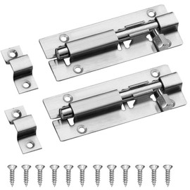 2 Sets Barrel Bolt Latch, 3 Inch Stainless Steel Door Security Slide Latch Lock Cupboard Bolt Barrel Sliding Lock Bolt Lock Internal Door Latch with Screws for Garden Shed Internal Doors