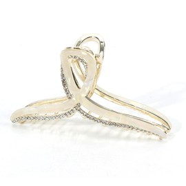 Large Metal Acetate Hair Claw Clips with Rhinestones, Gold Rhinestone Hair Claw Clips for Thick Hair, Strong Hold Non Slip Gold Claw Clip & Acetate Rhinestone Hair Claw Clips for Women（Mermaid White）