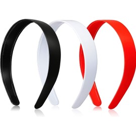 1-Inch Plastic Headbands with Inner Teeth Set of Non-Slip Hairbands for Women and Girls Durable Plain Hair Hoops for Everyday Wear, DIY Crafts, Halloween Spa and gym by Kàllos (Red, Black, White)