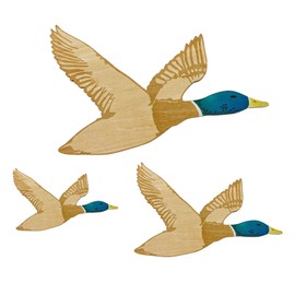 Midrean 3 Pcs Wooden Ducks Wall Decor for Bedroom Rustic Farm Carved Wood Wall Art for Home Living Room Kitchen Office Decorations